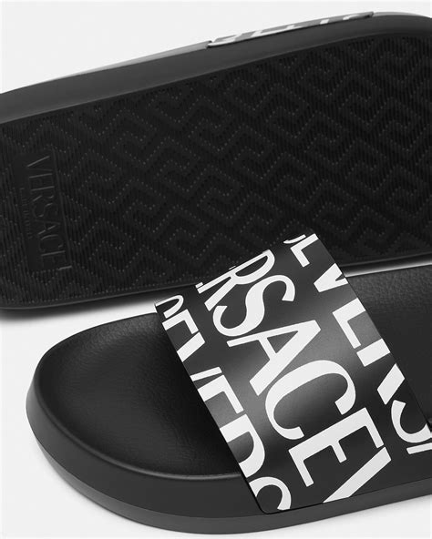 versace jeans sliders womens|Versace allover slides.